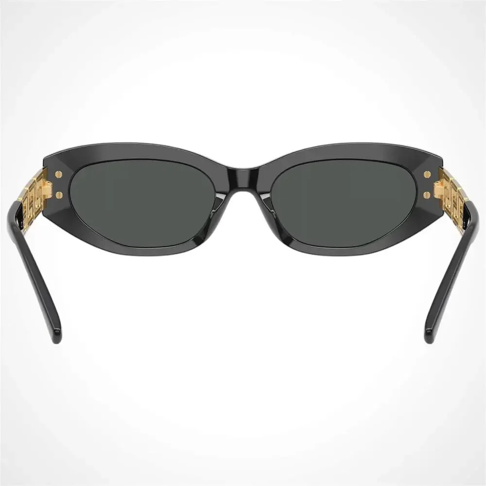 New VERSACE Sunglasses Black Gold Acetate & Metal Cat Eye w/ Case
